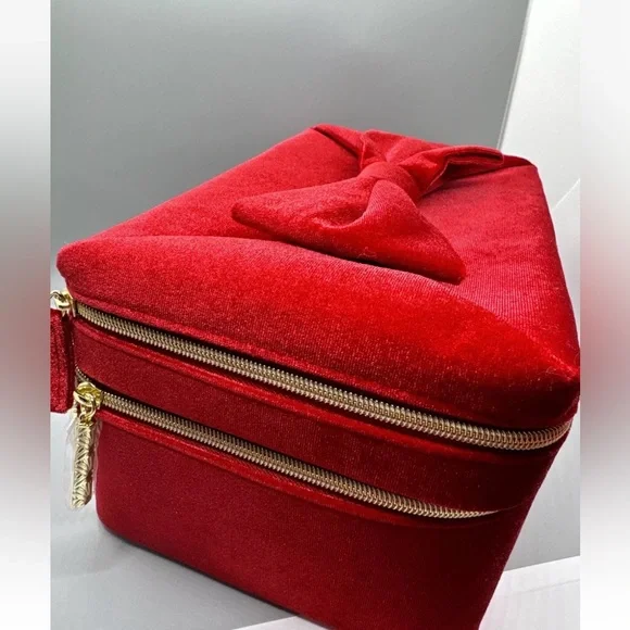 2024 Estee Lauder Red Velvet Holiday Beauty Box CASE ONLY Bow Handle 11"x8" - Picture 3 of 6